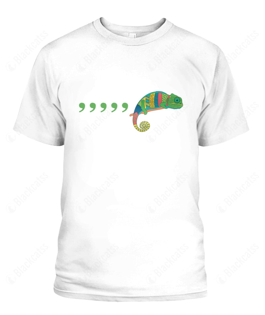 Comma Comma Comma Comma Chameleon | Funny Grammar English Teacher Reading Custom Graphic T-Shirt