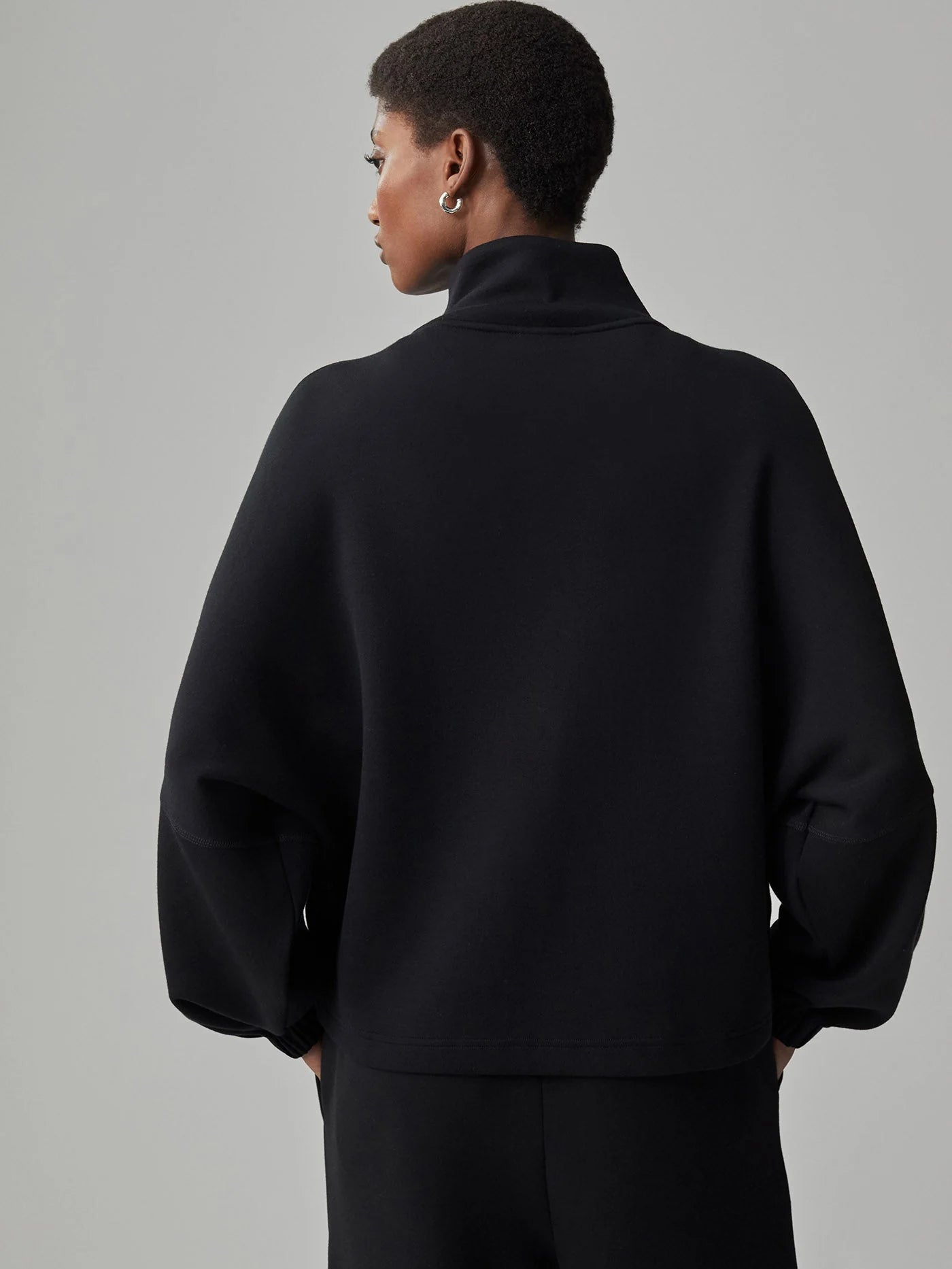 Ashbury Zip-Through Sweat in Black - Oversized Contemporary Sweatshirt