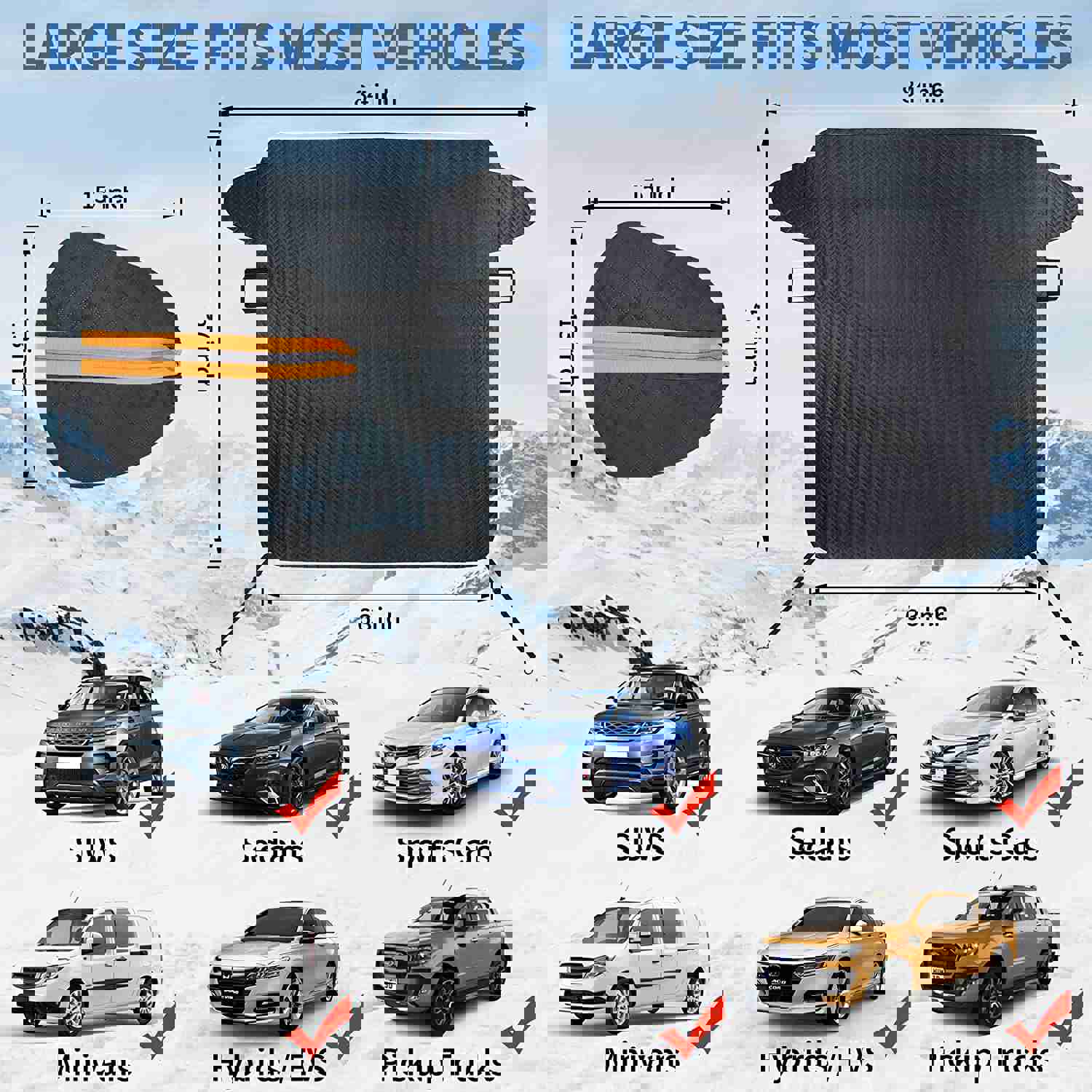 Car Windshield Cover for Ice and Snow - 5-Layer Waterproof Protection
