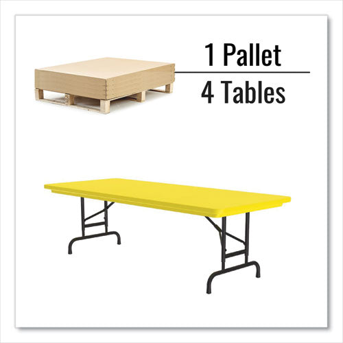 Correll Adjustable Folding Tables Rectangular 60x30x22 To 32 Yellow Top Black Legs