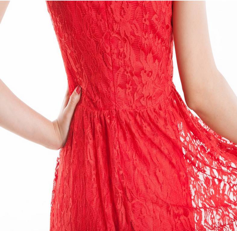 Romantique Bleu Roi / Rouge Dentelle Boutique Maxi Longueur Train Evening Dress