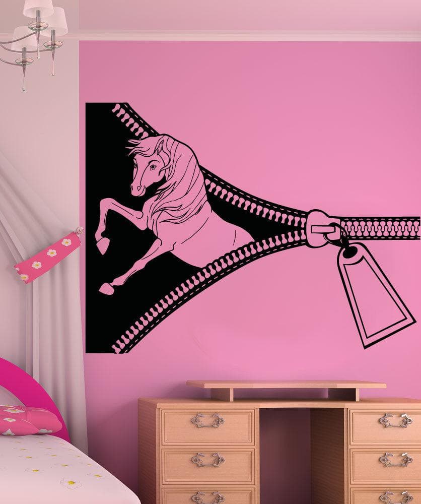 Vinyl Wall Decal Sticker Horse Zipper #OS_AA1360 - Removable & Easy to Apply