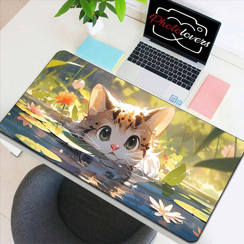 Kawaii Kitty Tech Haven - Cute AI Anime Cat Keyboard and Mouse Mat Collection