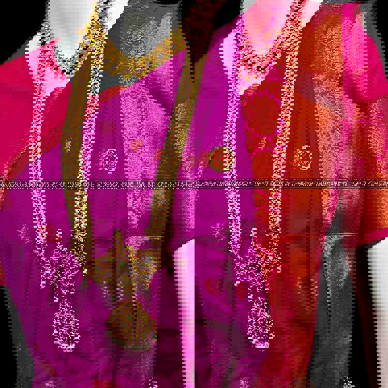 PURPLE PINK 36 inch Kuchipudi Dance Costume | Art Silk Dharmavaram Kanchi | Classical Dance Jewelry