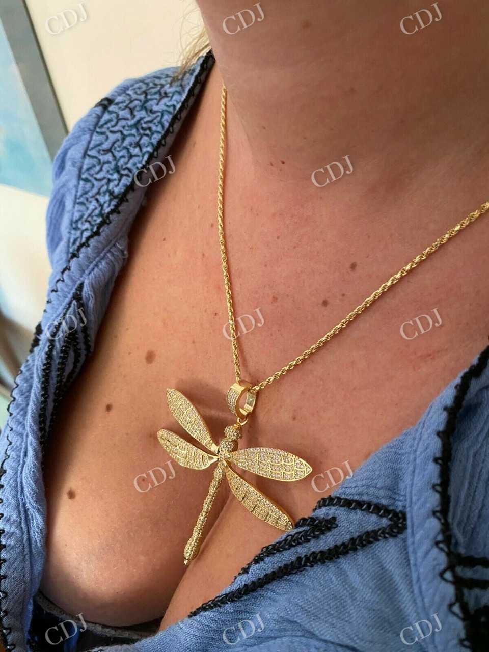 14k Gold Dragonfly Pendant Necklace for Women