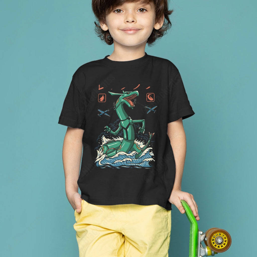 PKM Rayquaza Dragon Flying Kaiju Kid Custom Graphic T-Shirt