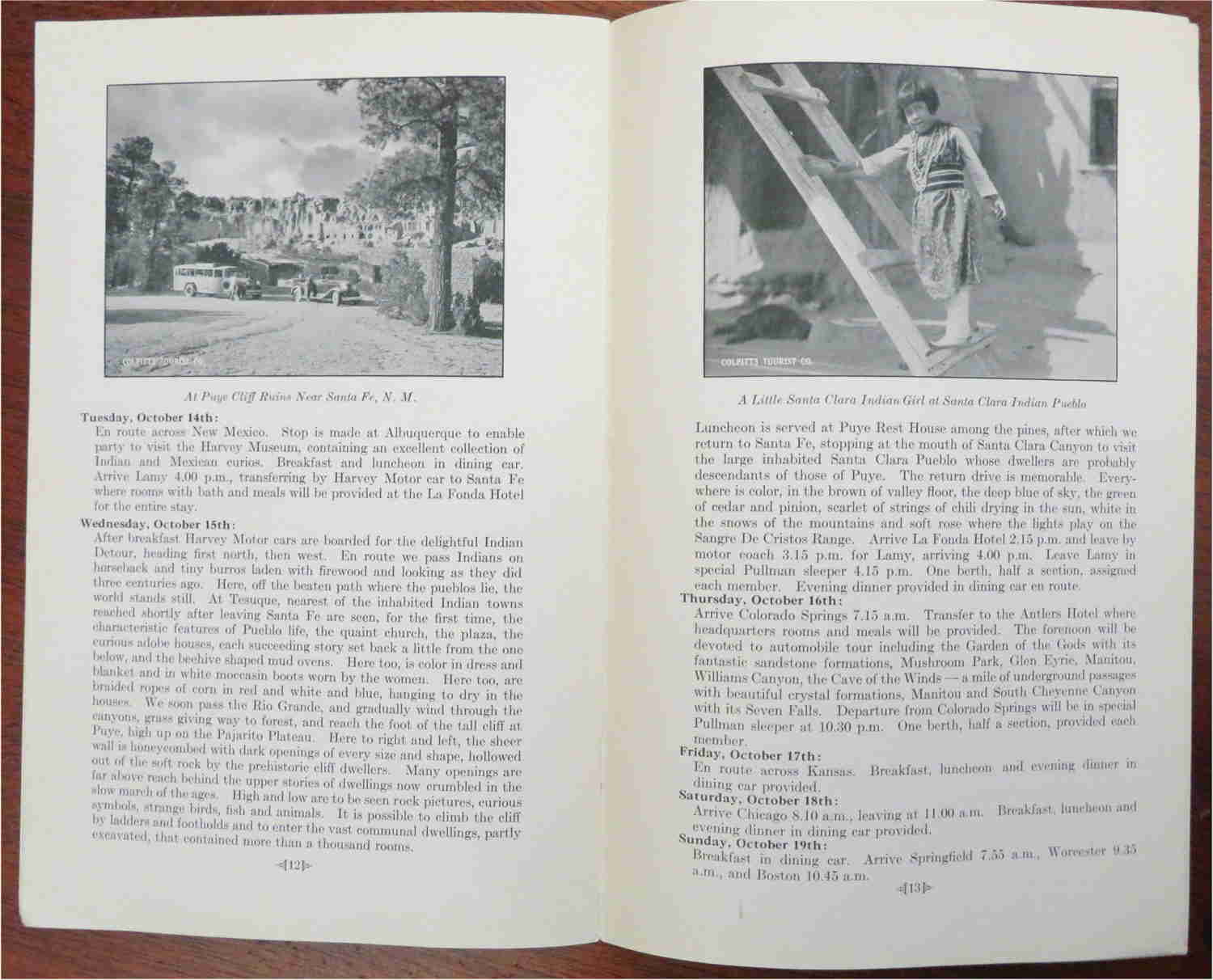 California Tour Colpitts Tourist Company 1930 Itinerary Illustrated Advert Book