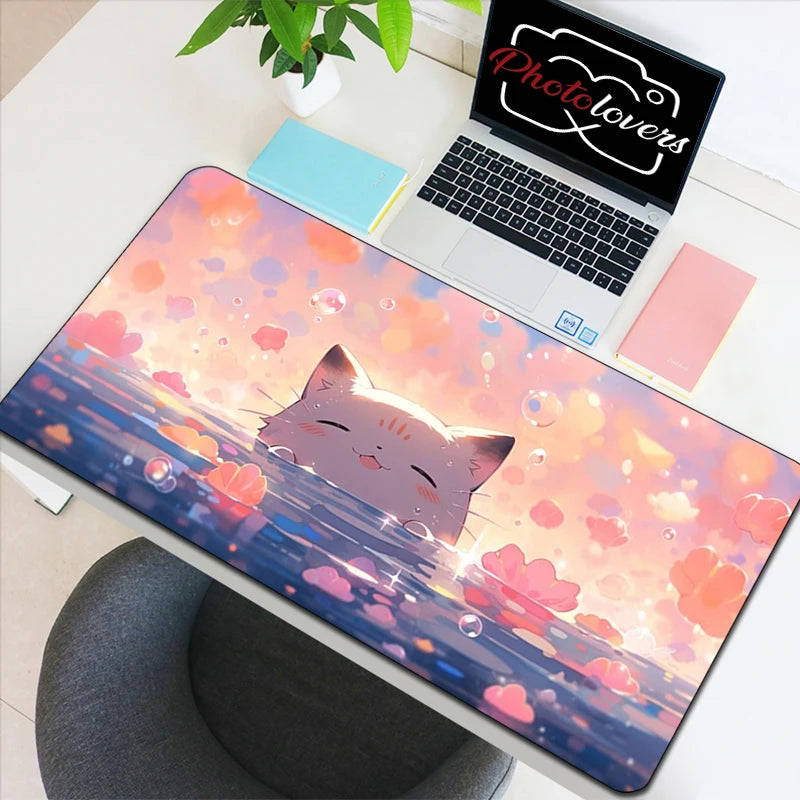 Kawaii Kitty Tech Haven - Cute AI Anime Cat Keyboard and Mouse Mat Collection