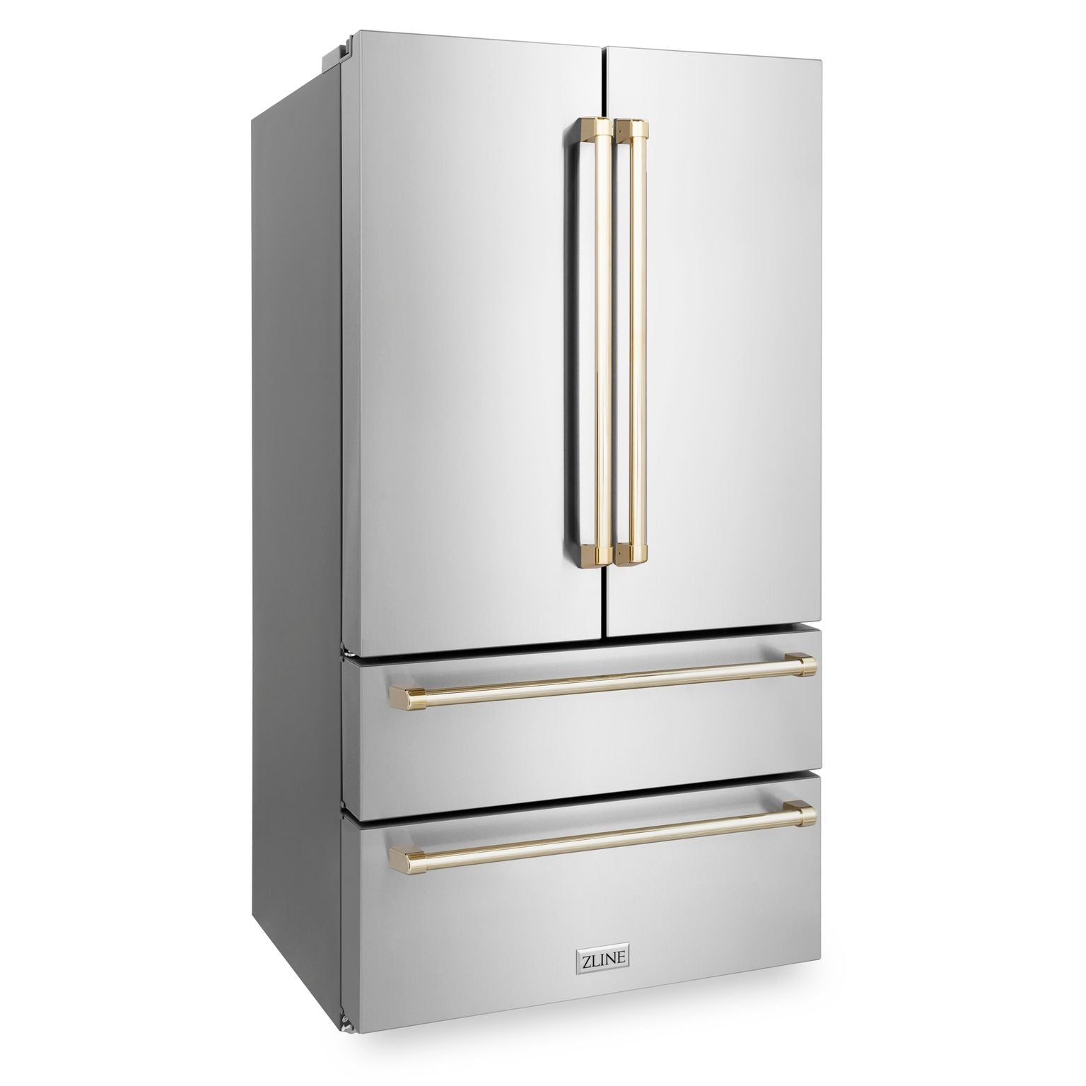 ZLINE 36 In. Autograph 22.5 cu. ft. Refrigerator with Ice Maker in Fingerprint Resistant Stainless Steel and Gold Accents