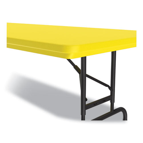 Correll Adjustable Folding Tables Rectangular 60x30x22 To 32 Yellow Top Black Legs