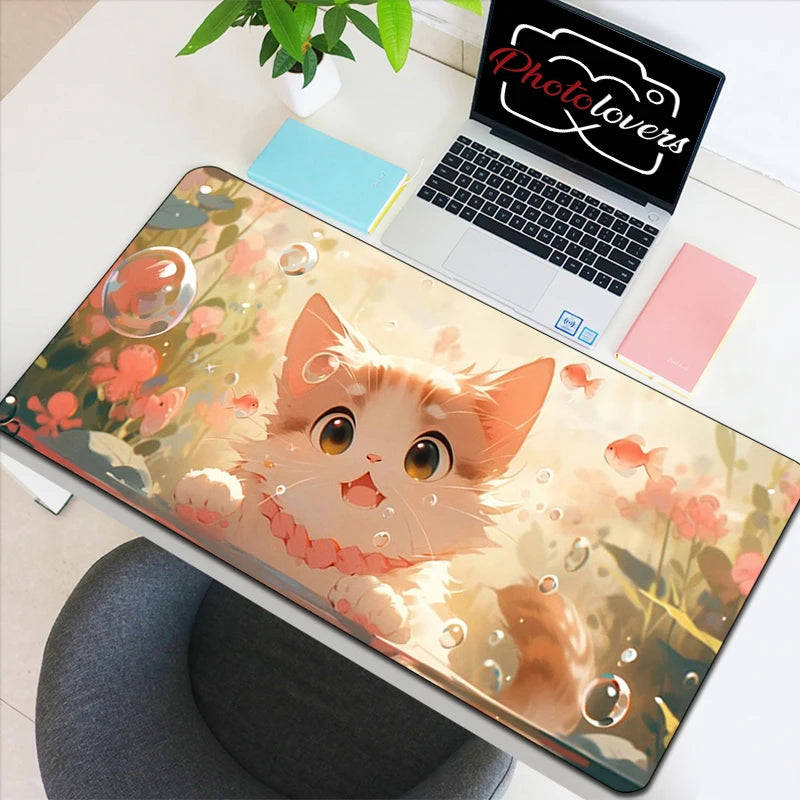 Kawaii Kitty Tech Haven - Cute AI Anime Cat Keyboard and Mouse Mat Collection