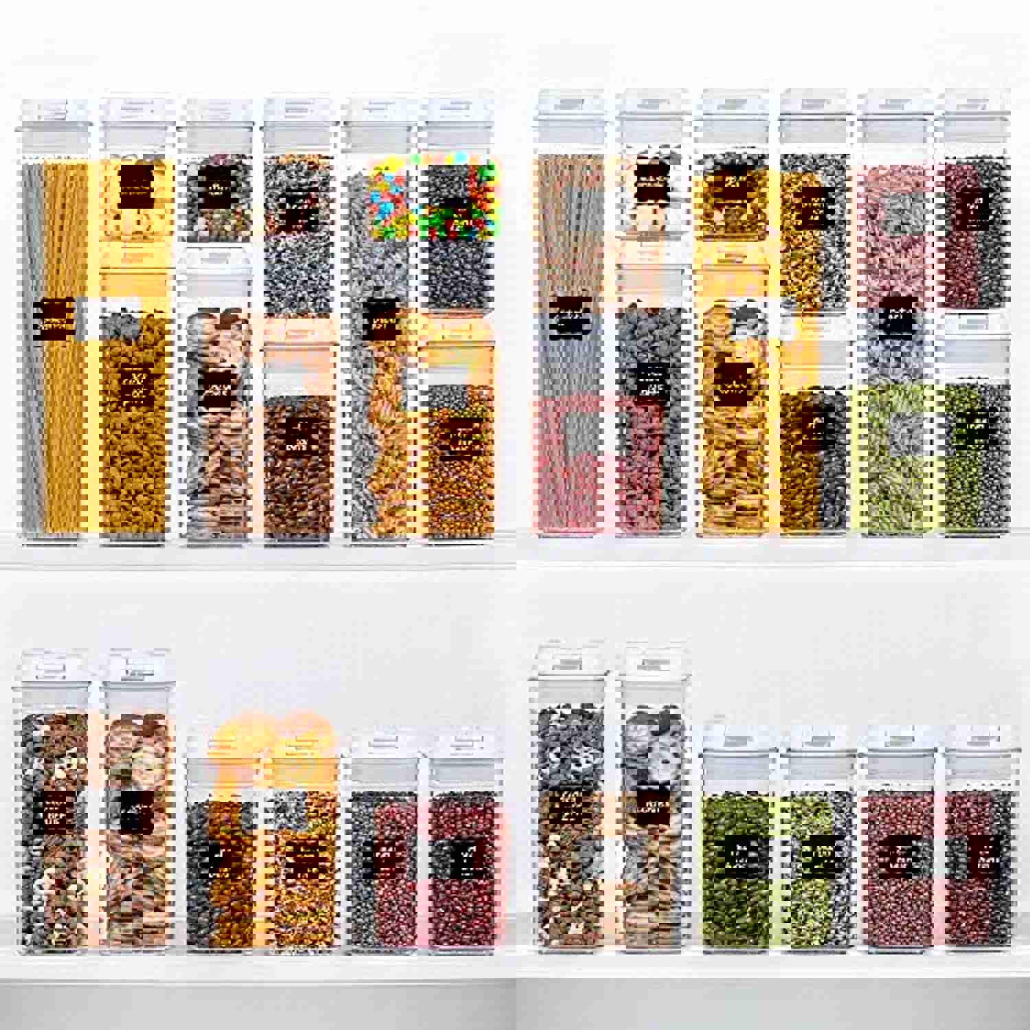 iPEGTOP Airtight Food Storage Containers, 7-Piece BPA-Free Plastic Kitchen Pantry Organizers with Easy Lock Lids