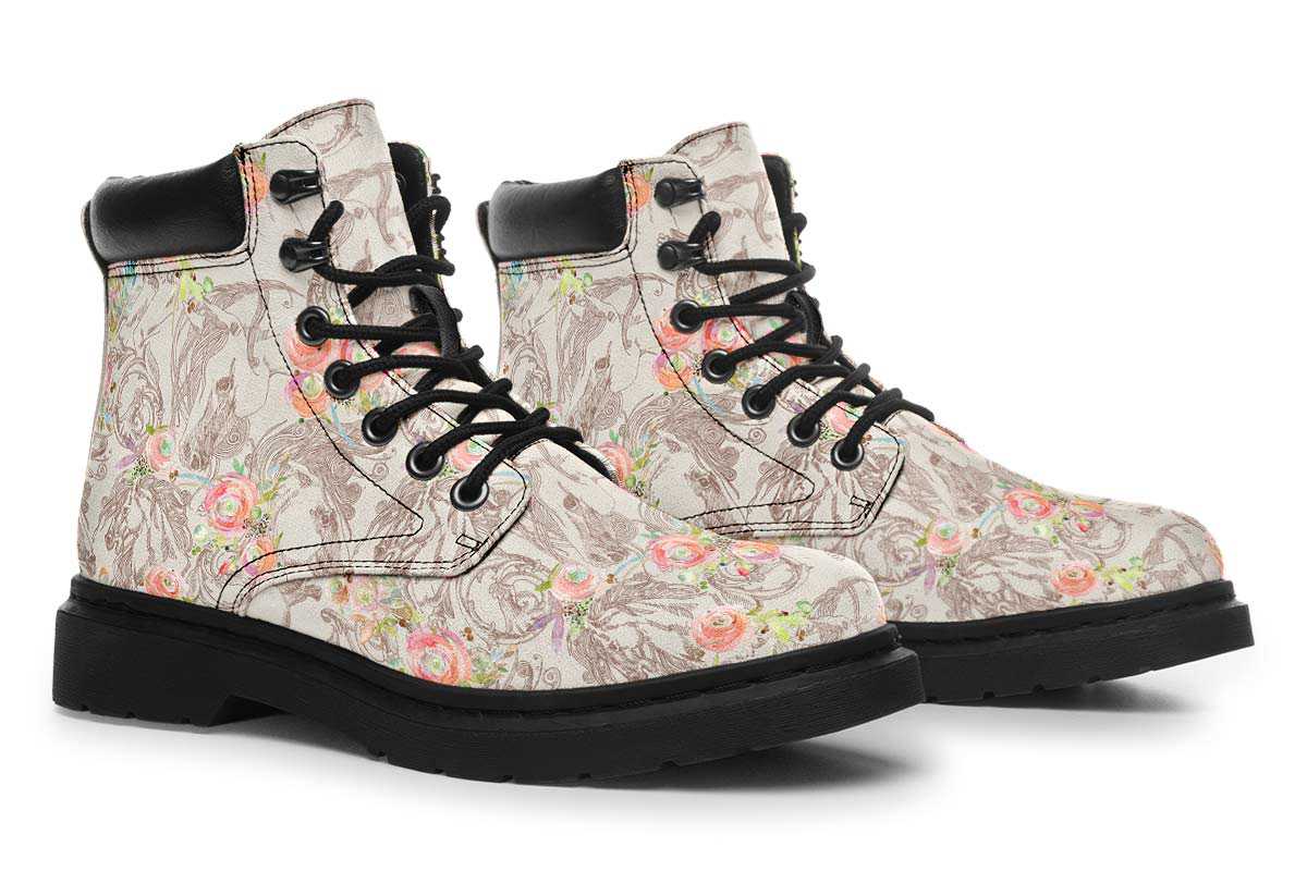 Floral Horse Classic Vibe Boots - Custom Printed Vegan Boots