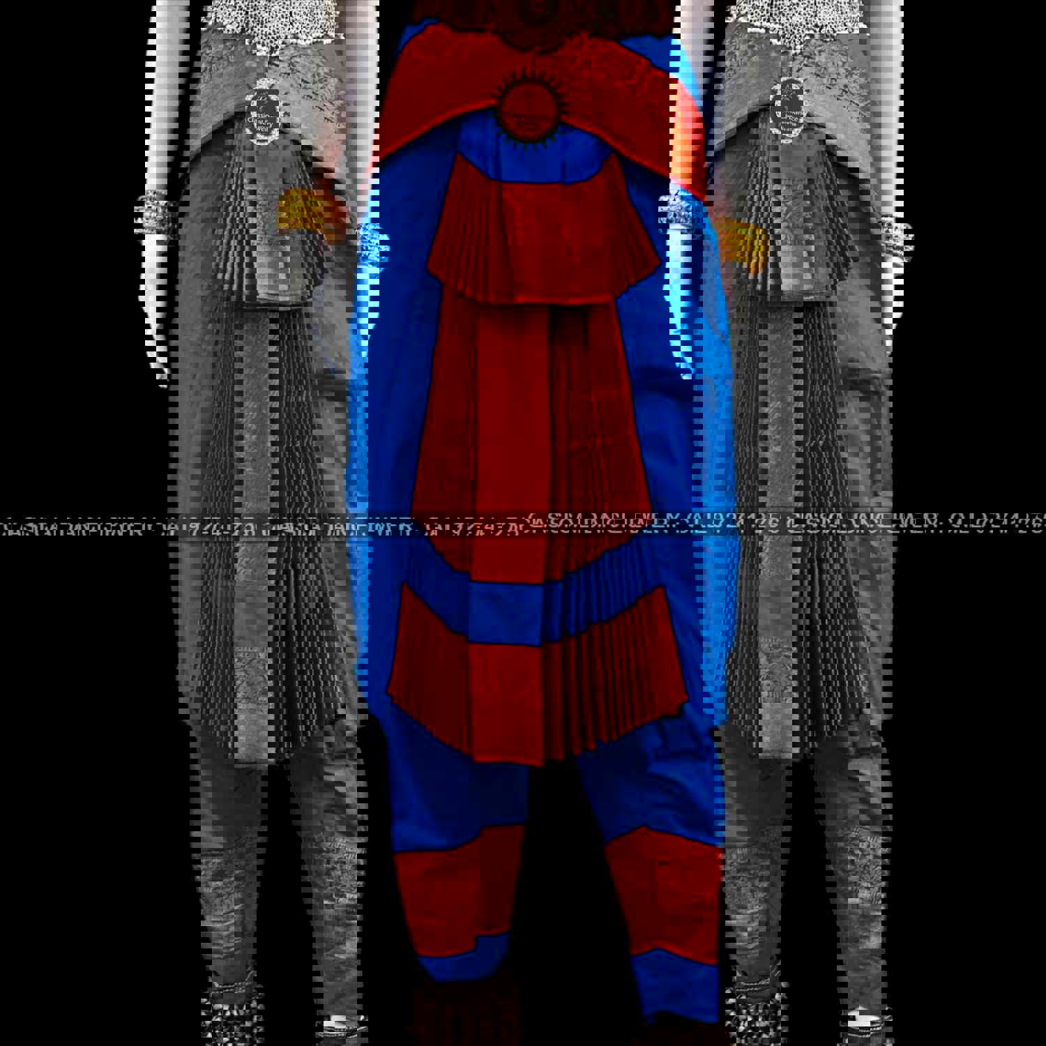 BLUE RED 36 Inch Pant Length Bharatanatyam Copper Zari Dance Costume | Art Silk Dharmavaram Kanchi | Classical Dance Jewelry