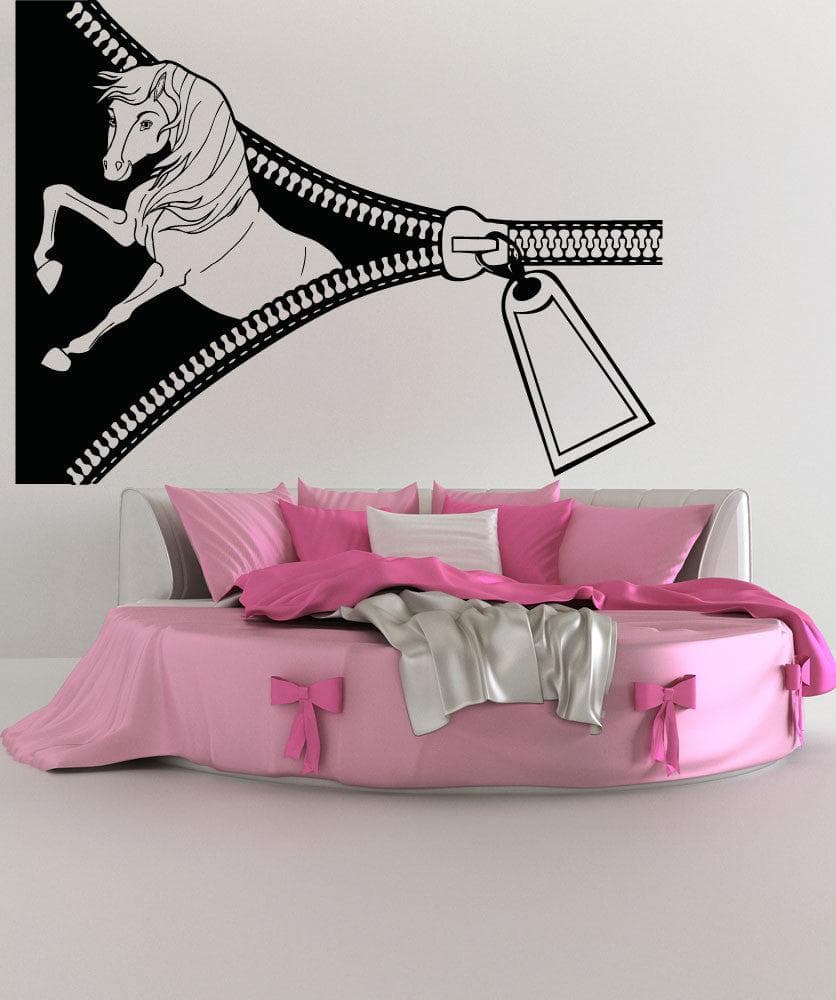 Vinyl Wall Decal Sticker Horse Zipper #OS_AA1360 - Removable & Easy to Apply