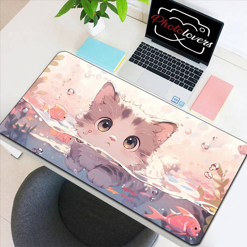 Kawaii Kitty Tech Haven - Cute AI Anime Cat Keyboard and Mouse Mat Collection