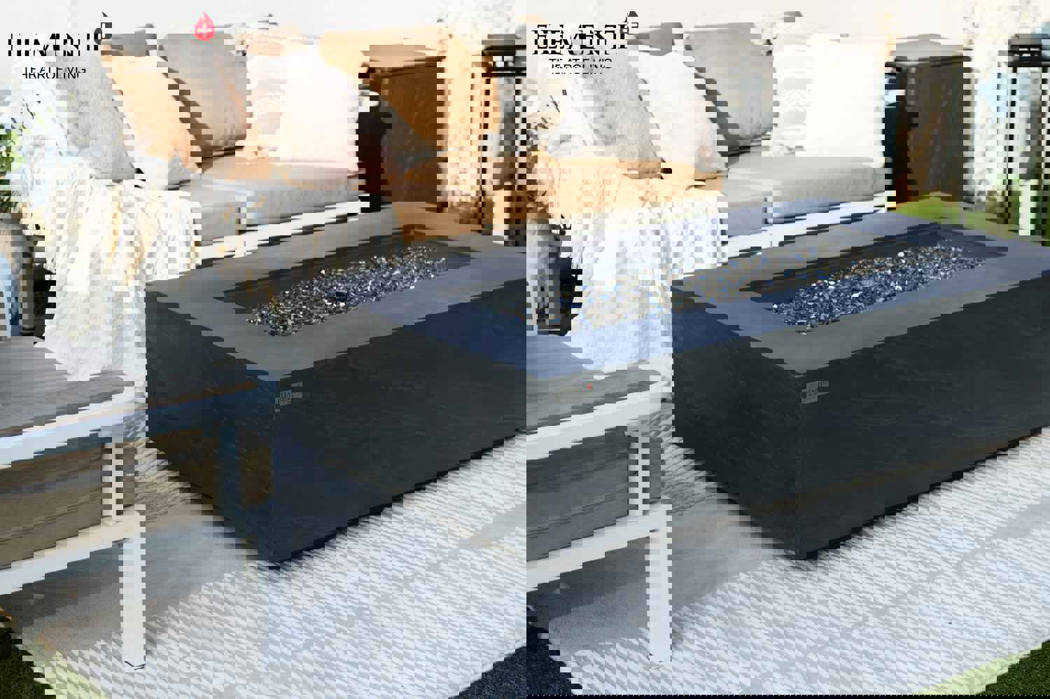 Cape Town Natural Sandstone Concrete Rectangle Fire Pit Table