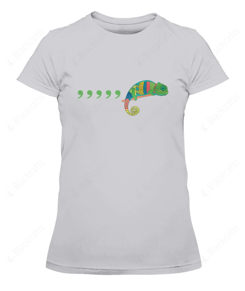 Comma Comma Comma Comma Chameleon | Funny Grammar English Teacher Reading Custom Graphic T-Shirt