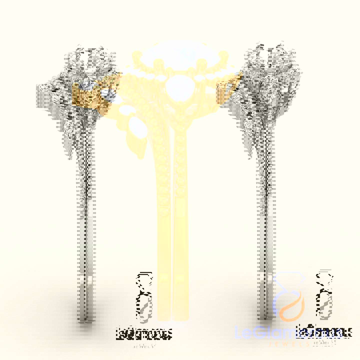 Round Halo Lab Grown Bridal Sets Engagement Ring For Wedding Gift