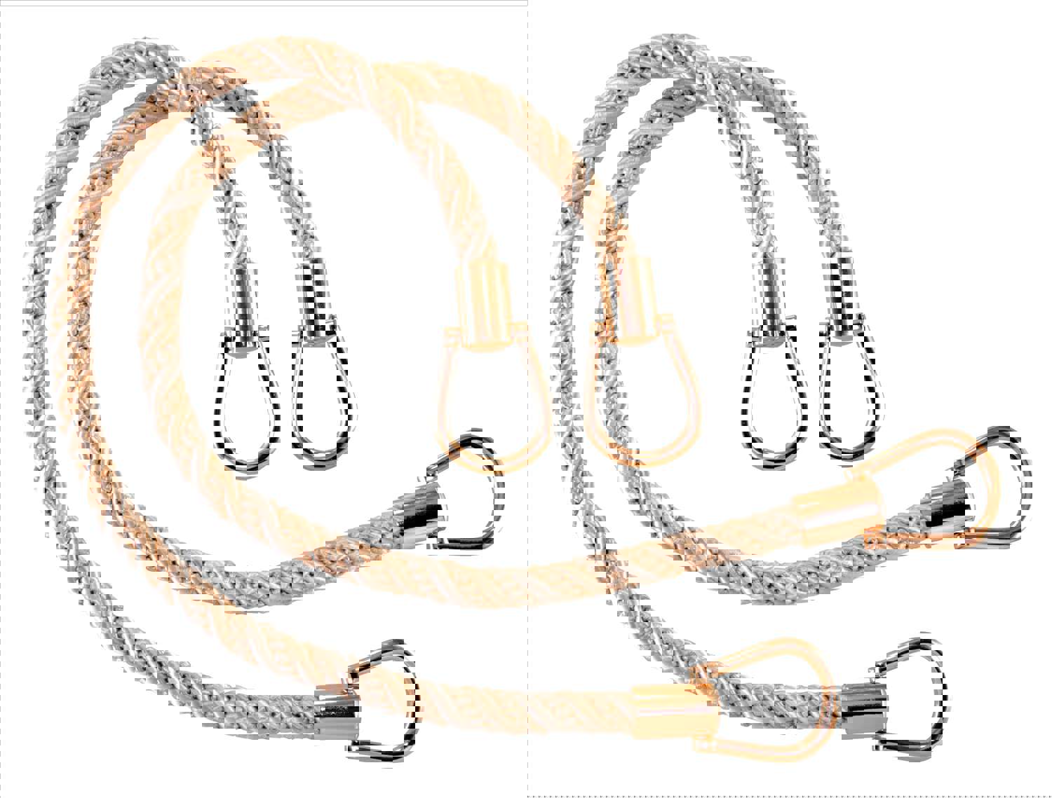 Pair of Elegant Ivory and Sand Curtain Rope Tiebacks, 18 Inch Long with Metal Ends