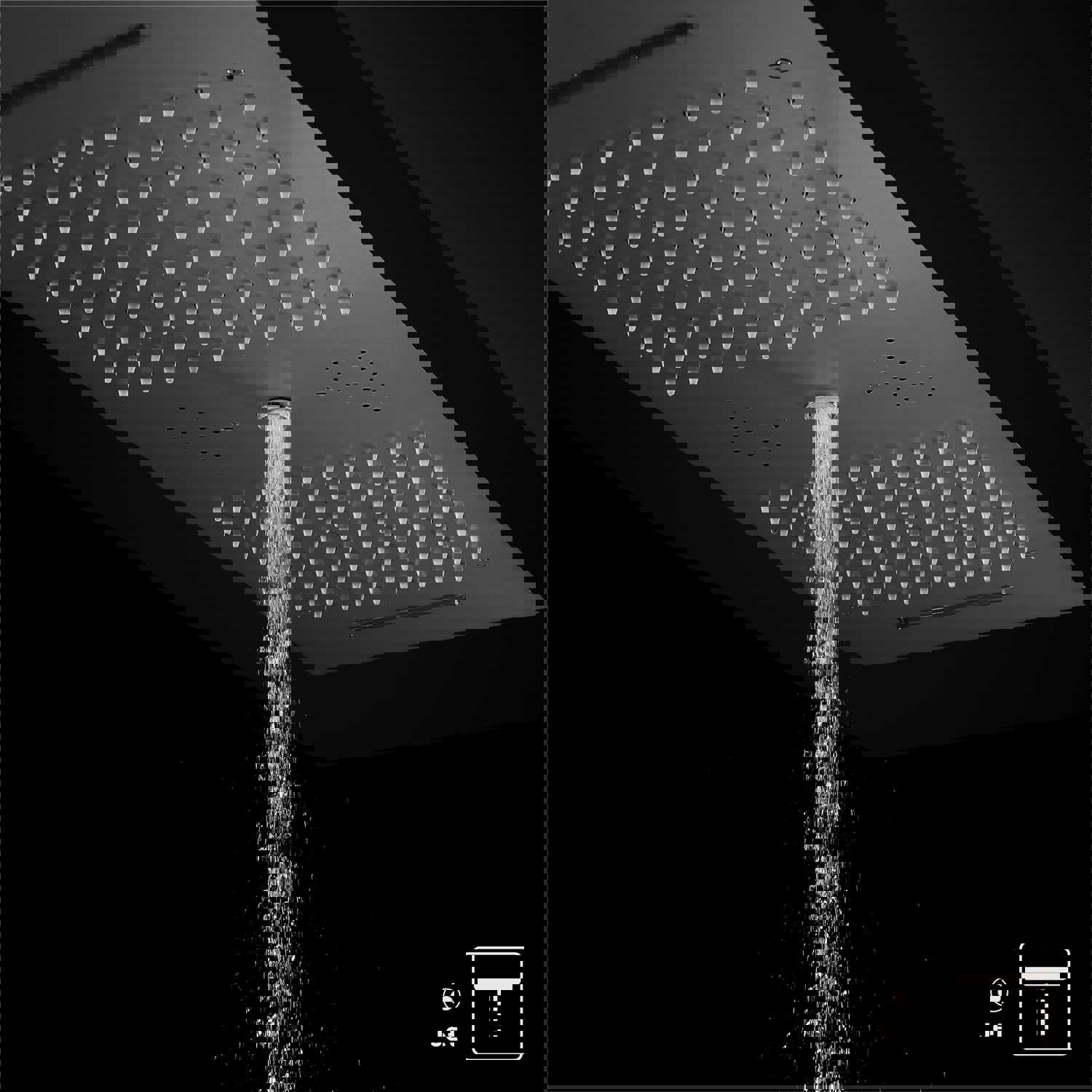 Niagara 36 Complete Luxury Thermostatic LED Music Shower Set with Waterfall Rainfall Water Column Functions