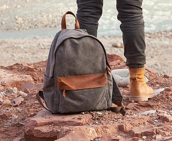 Cool Canvas Gray Mens Backpack - Durable Travel & School Bag