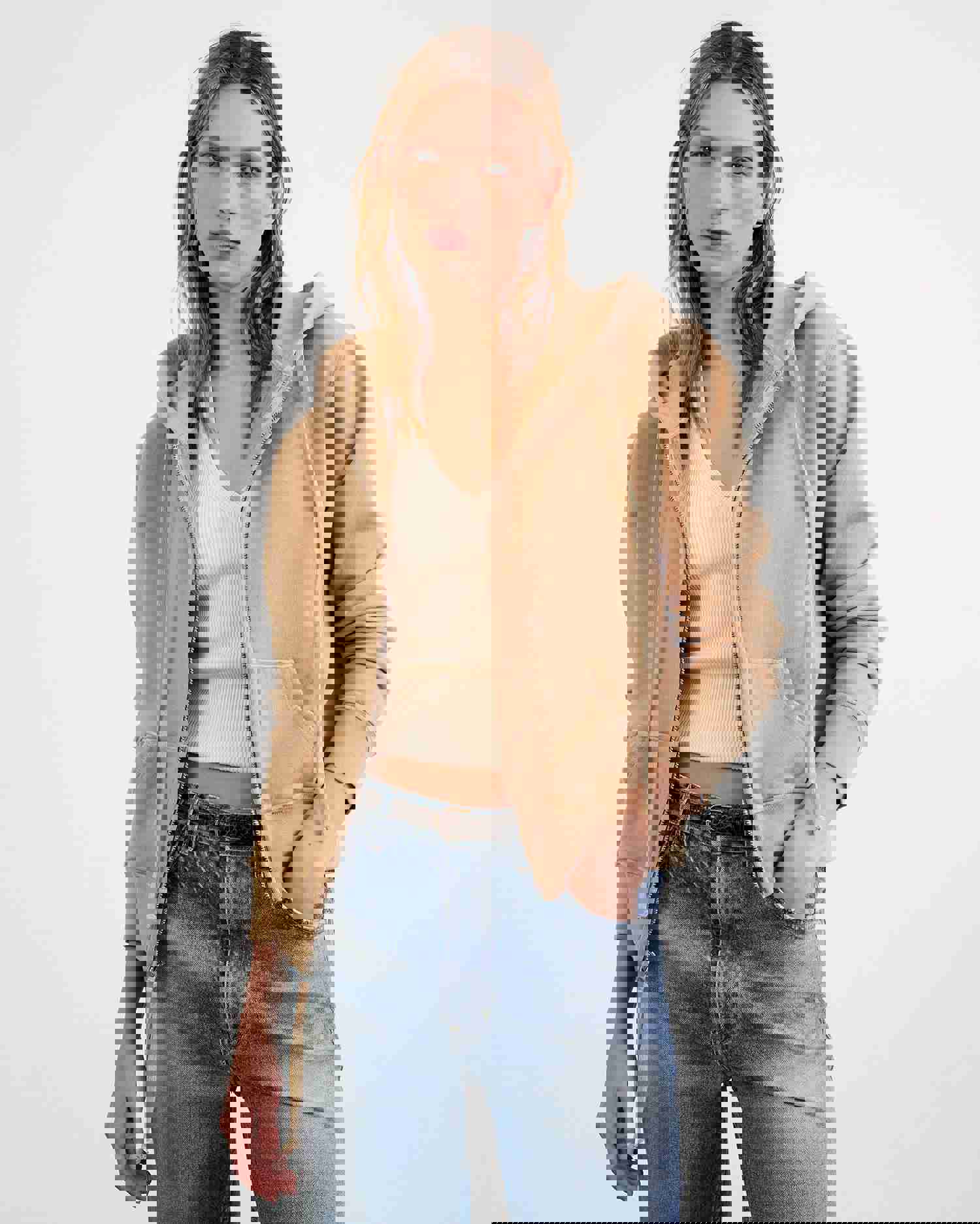 Nili Lotan Callie Zip Up Hoodie - Vintage Distressed Style