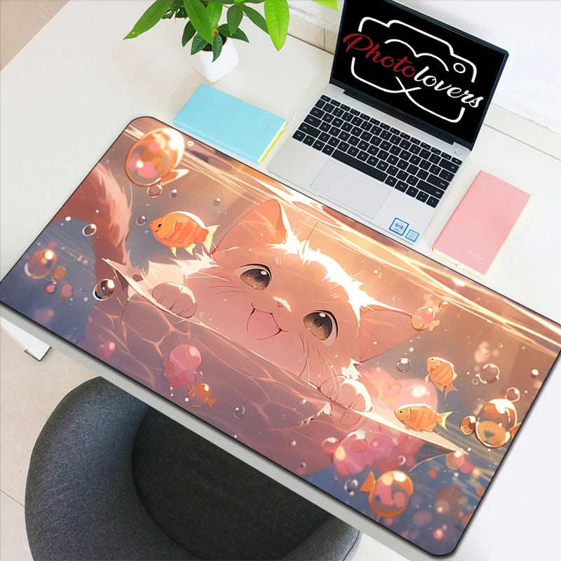 Kawaii Kitty Tech Haven - Cute AI Anime Cat Keyboard and Mouse Mat Collection