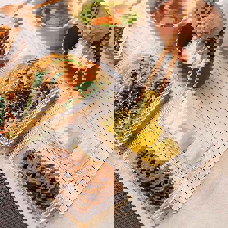 Food Storage Organizer Container with Lid - Transparent/White (S/M/L)