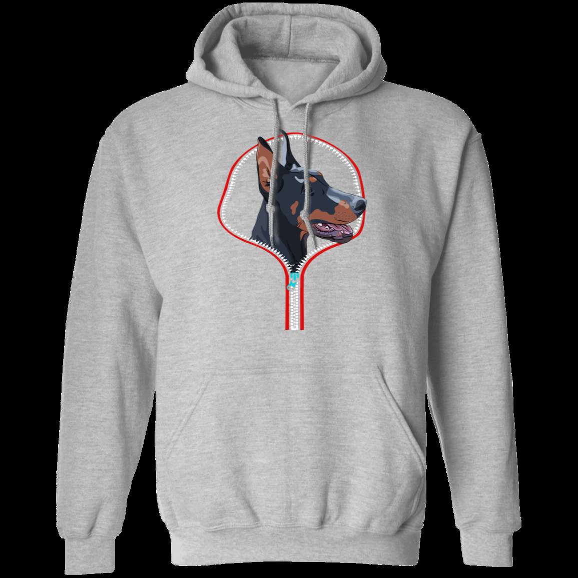 DOBERMAN ZIP-DOWN LADIES Pullover Hoodie - 8 oz, Unisex, Digital Print