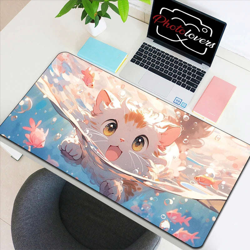 Kawaii Kitty Tech Haven - Cute AI Anime Cat Keyboard and Mouse Mat Collection