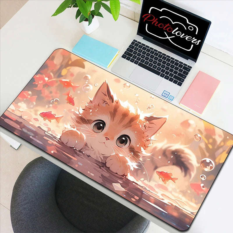 Kawaii Kitty Tech Haven - Cute AI Anime Cat Keyboard and Mouse Mat Collection