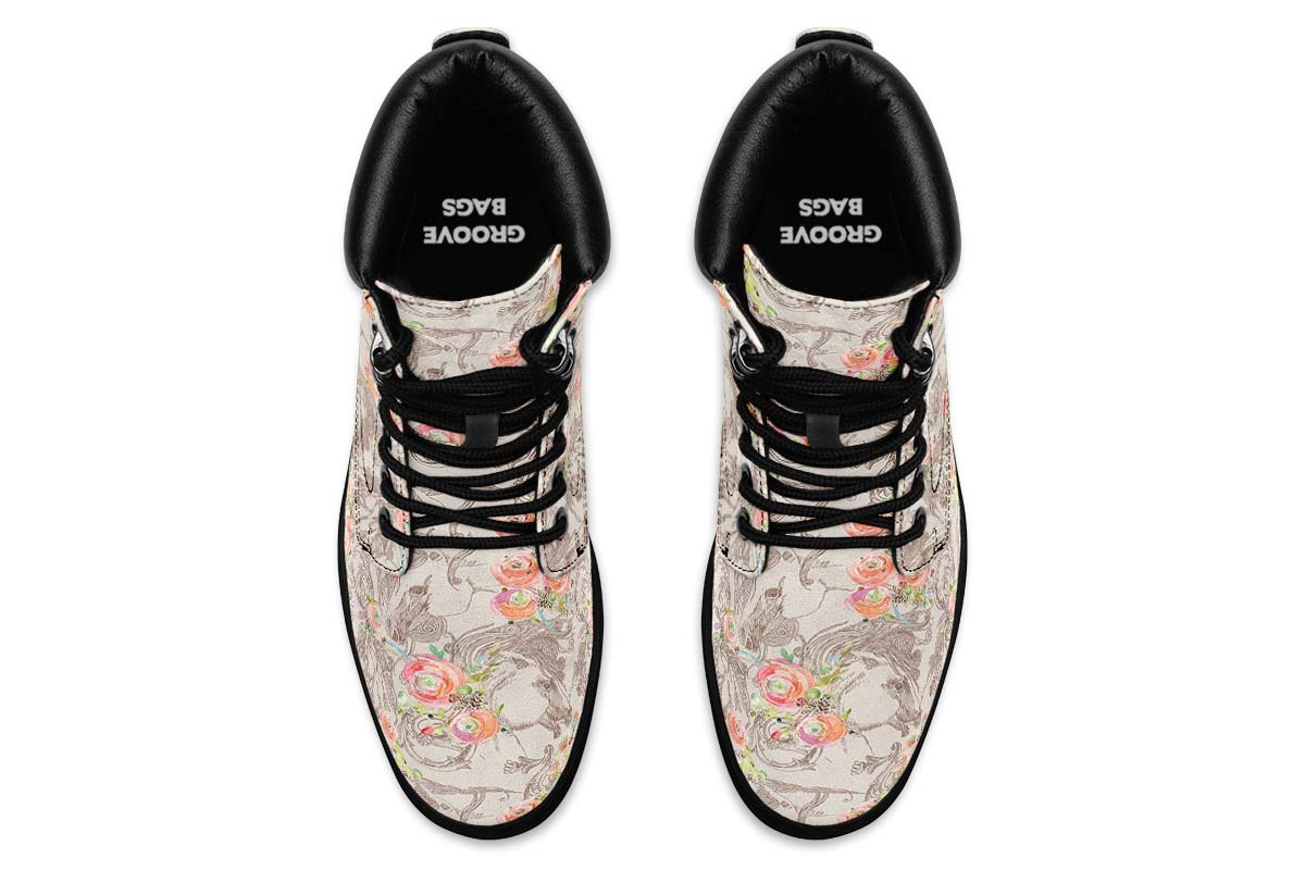 Floral Horse Classic Vibe Boots - Custom Printed Vegan Boots