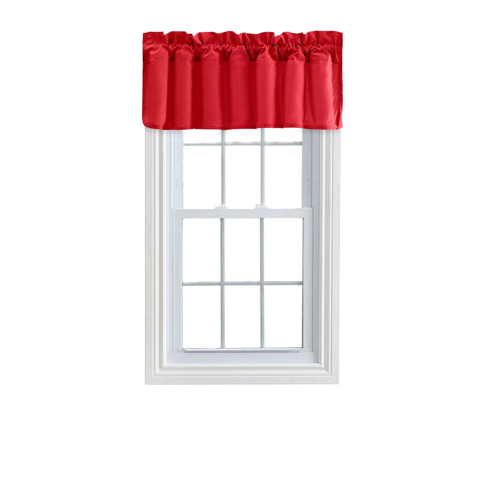 Ellis Stacey 3 Rod Pocket High Quality Fabric Solid Color Window Lined Swag Set Filler Valance 42x13 Red