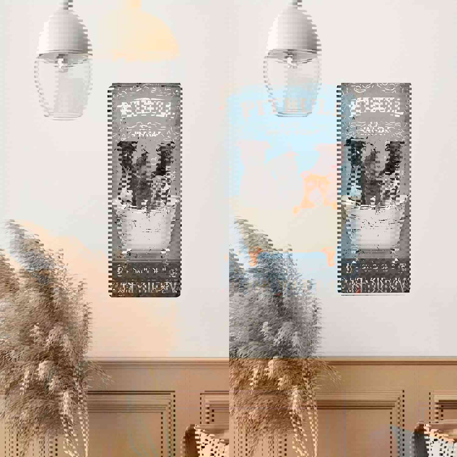 1pc Pitbull Metal Sign - Vintage Beagle Dog Bathroom Decor, Retro Aluminum Tin Sign for Kitchen, Home, Office, Bar, Cafe (8X12 Inch)