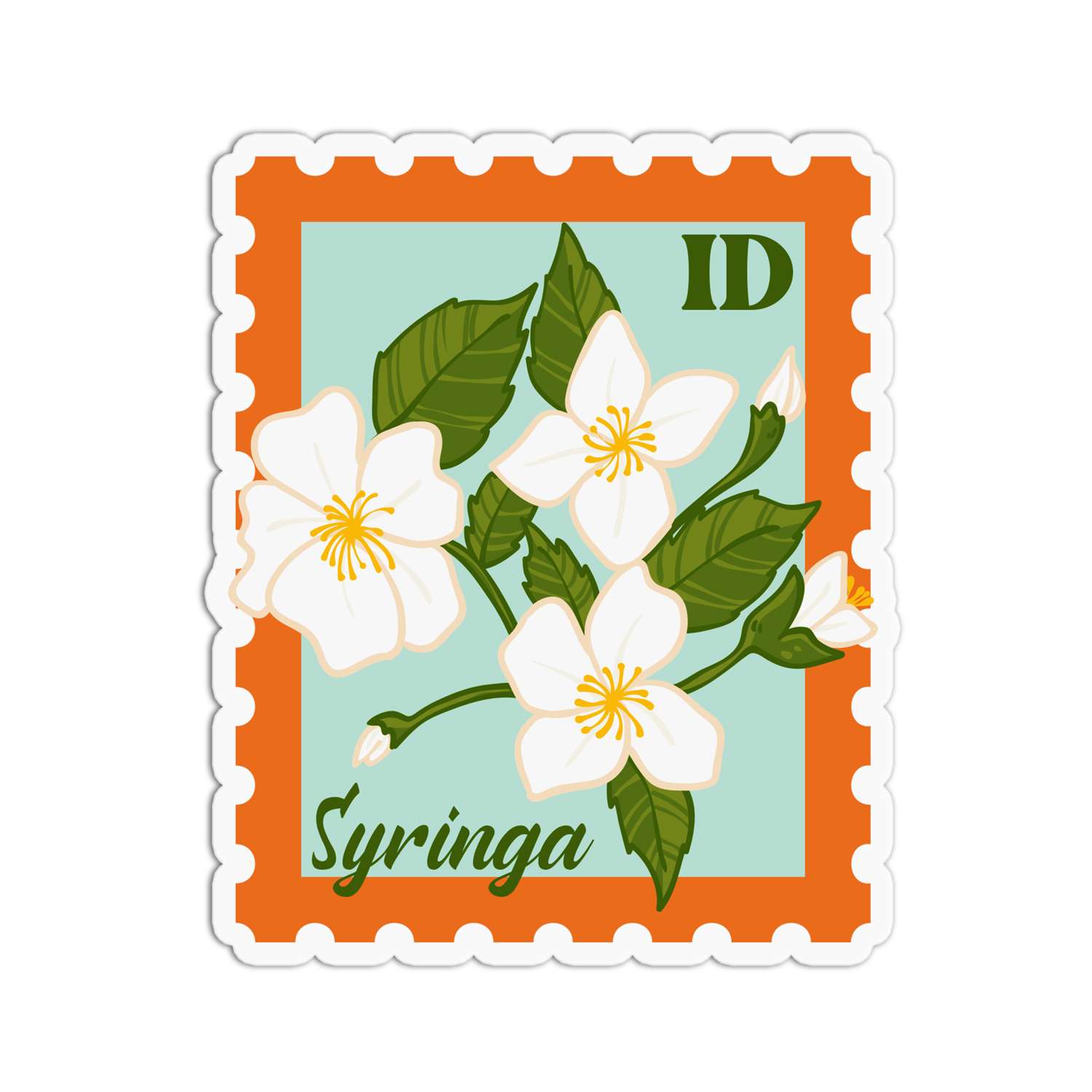Idaho Syringa State Flower Stickers - Waterproof & Dishwasher Safe