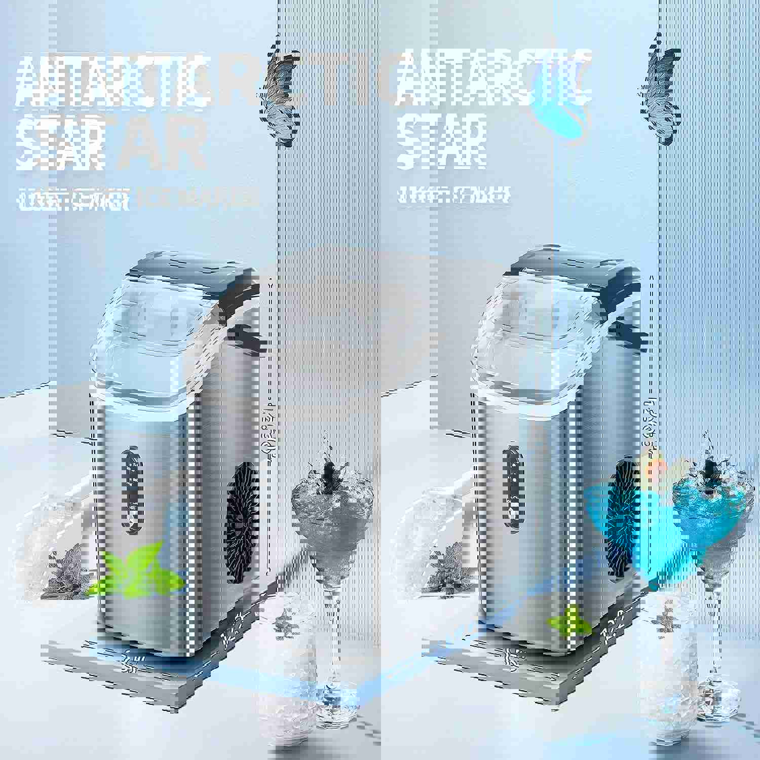 Nugget Countertop Ice Maker with Soft Chewable Ice, 34Lbs/24H, Pebble Portable Ice Machine