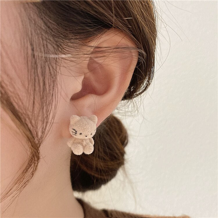 Korea Design Cute Plush Kitten Earrings - Sweet Girl Christmas Gift for Women