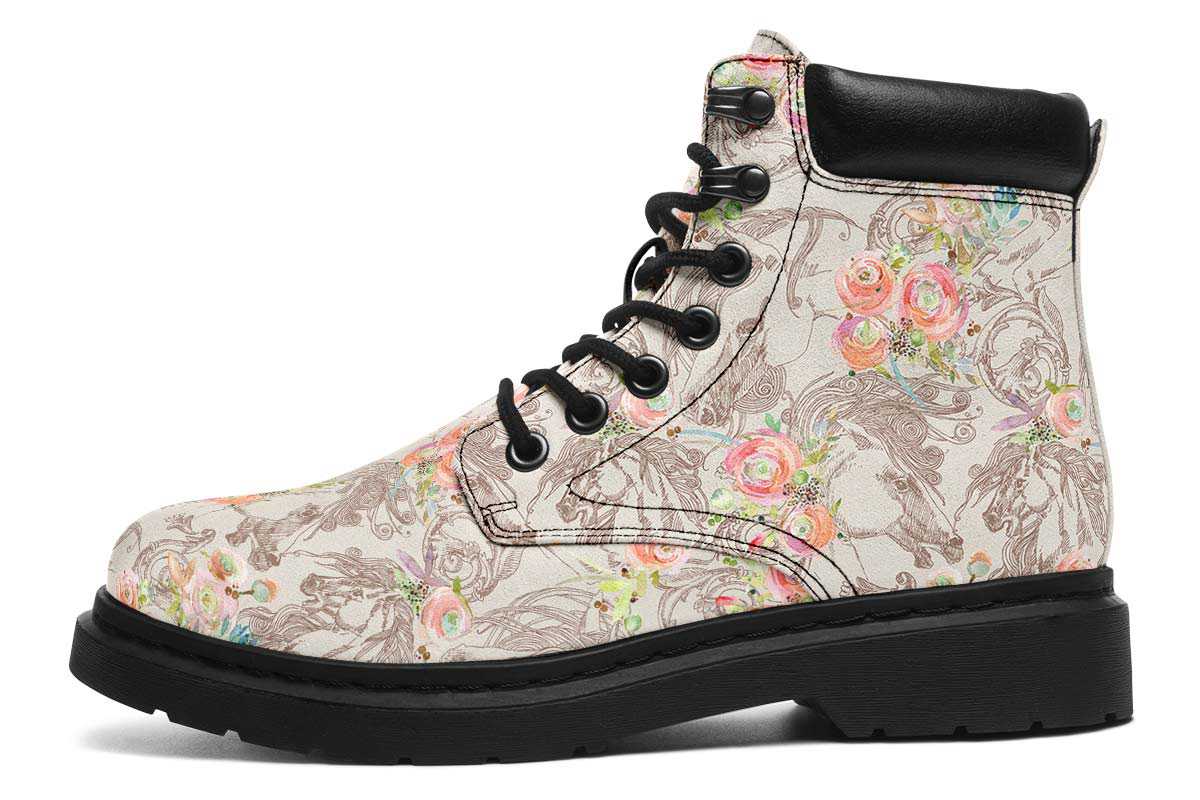 Floral Horse Classic Vibe Boots - Custom Printed Vegan Boots