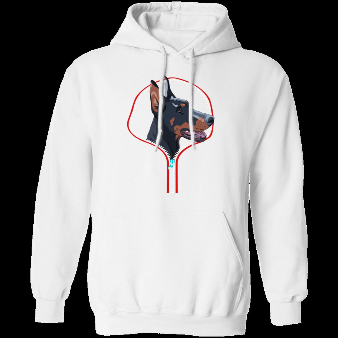 DOBERMAN ZIP-DOWN LADIES Pullover Hoodie - 8 oz, Unisex, Digital Print