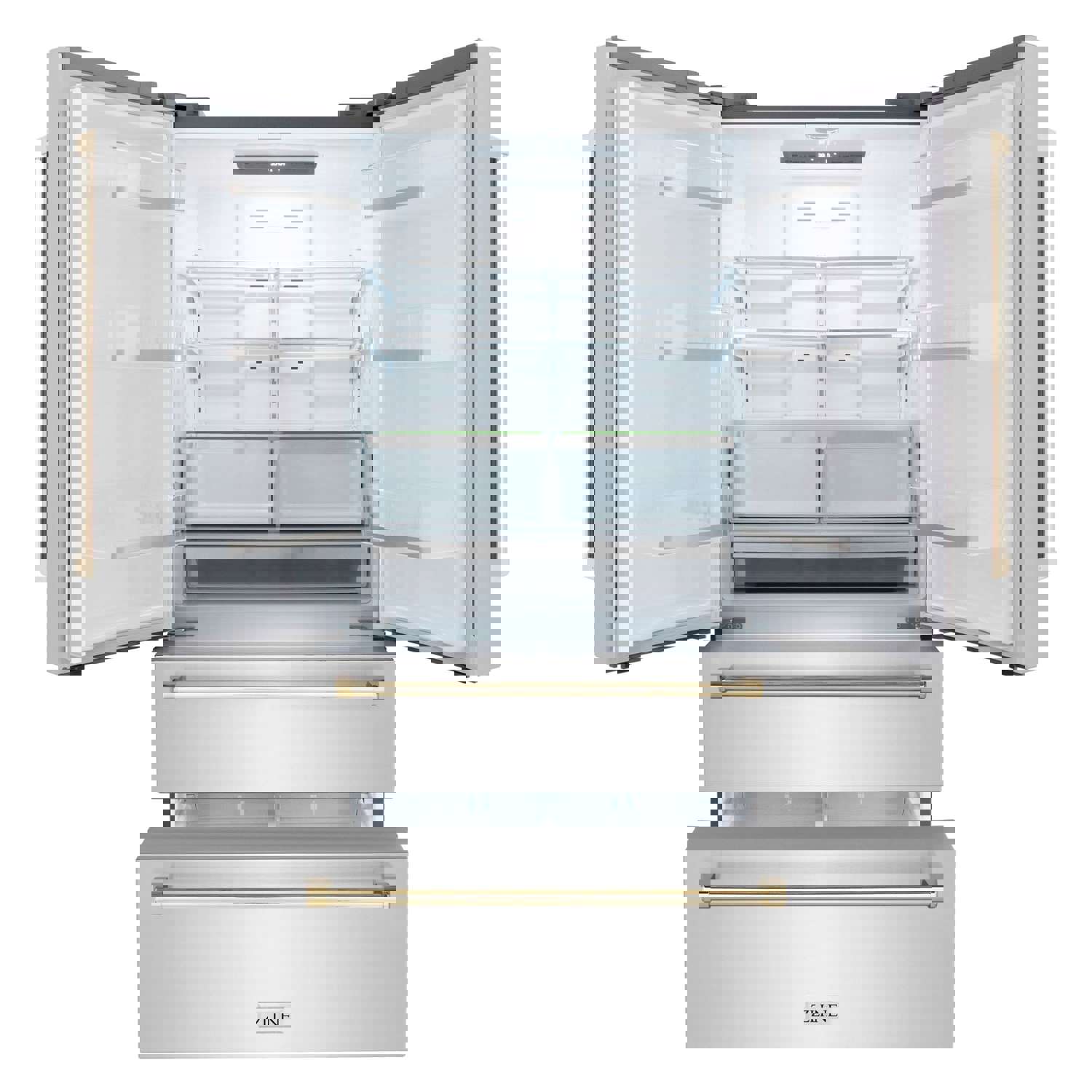 ZLINE 36 In. Autograph 22.5 cu. ft. Refrigerator with Ice Maker in Fingerprint Resistant Stainless Steel and Gold Accents