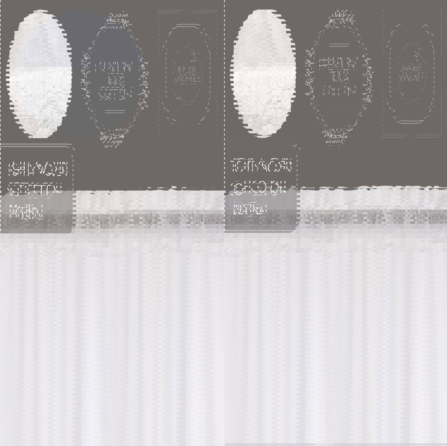 White Ruffled Sheer Valance 16x60 - Lightweight Vintage Farmhouse Window Treatment