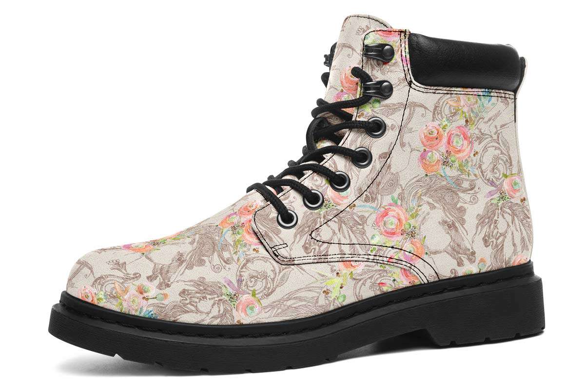 Floral Horse Classic Vibe Boots - Custom Printed Vegan Boots
