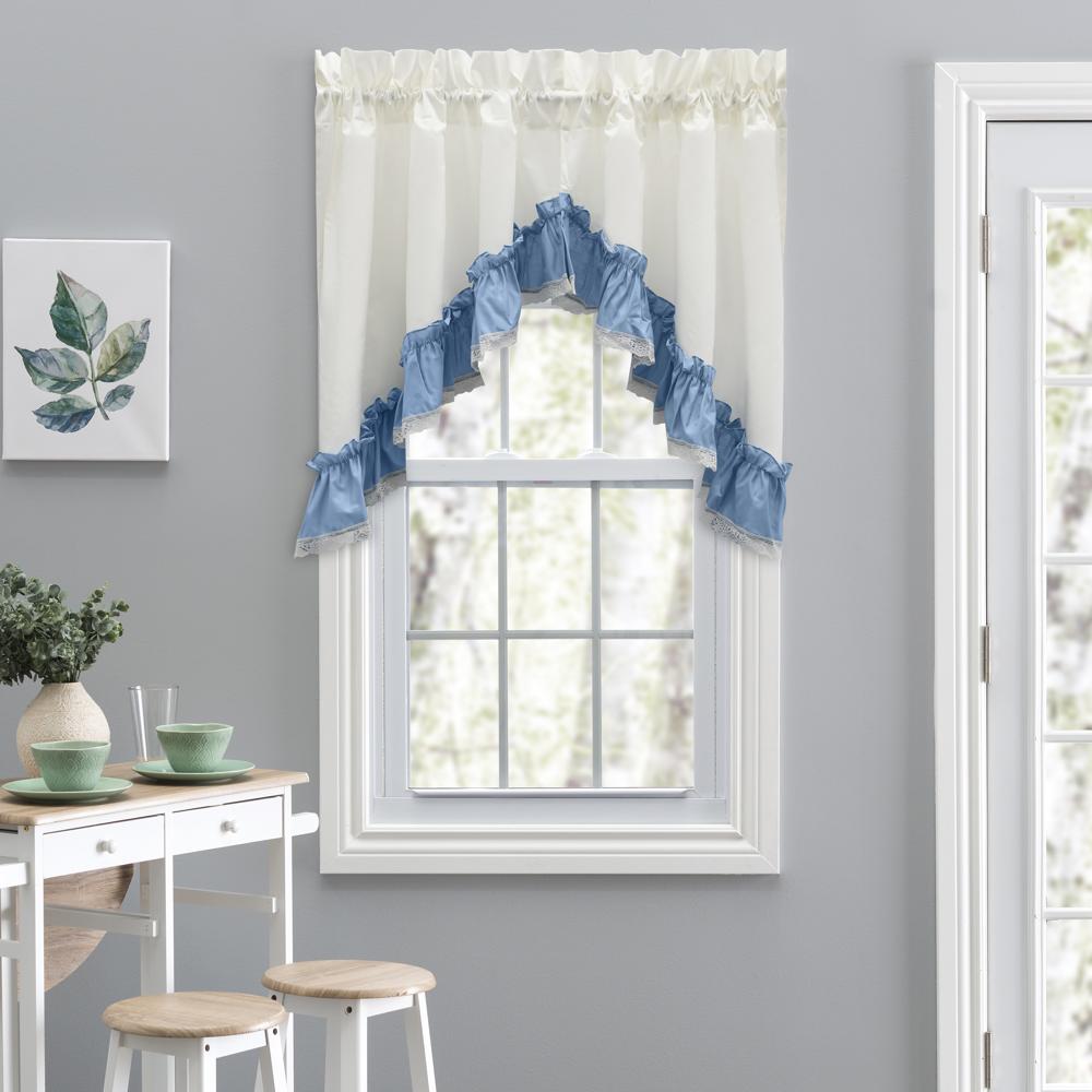 Ellis Curtain Madelyn Ruffled Victorian Swag for Windows with Lace Edge