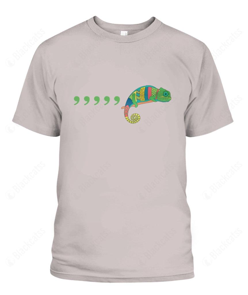 Comma Comma Comma Comma Chameleon | Funny Grammar English Teacher Reading Custom Graphic T-Shirt