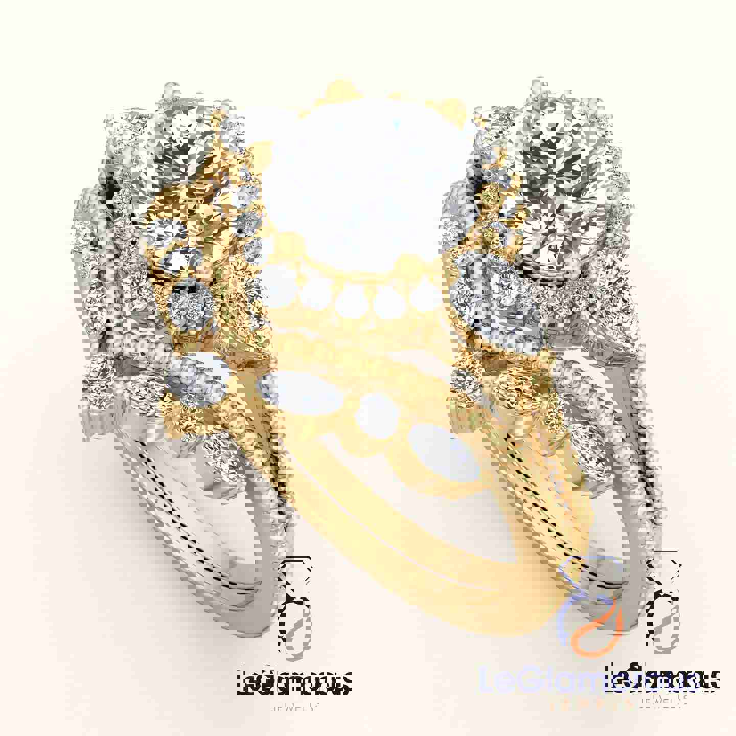 Round Halo Lab Grown Bridal Sets Engagement Ring For Wedding Gift