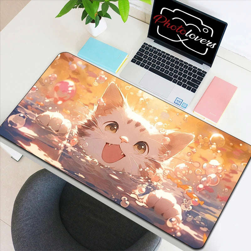 Kawaii Kitty Tech Haven - Cute AI Anime Cat Keyboard and Mouse Mat Collection