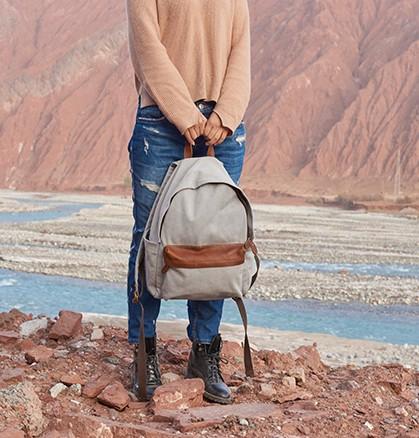 Cool Canvas Gray Mens Backpack - Durable Travel & School Bag