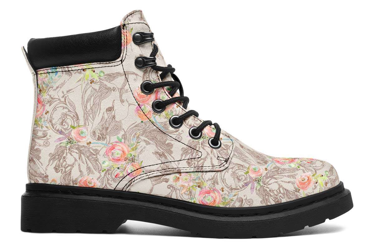 Floral Horse Classic Vibe Boots - Custom Printed Vegan Boots