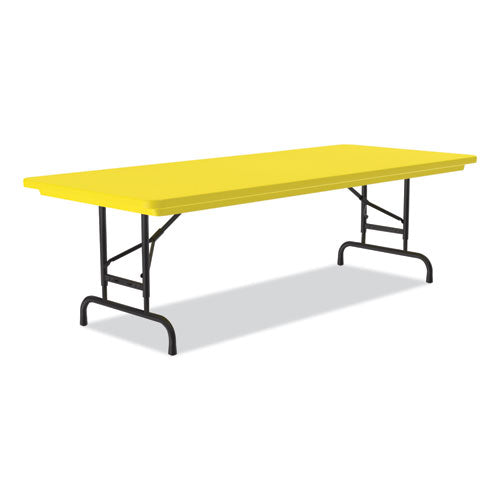 Correll Adjustable Folding Tables Rectangular 60x30x22 To 32 Yellow Top Black Legs